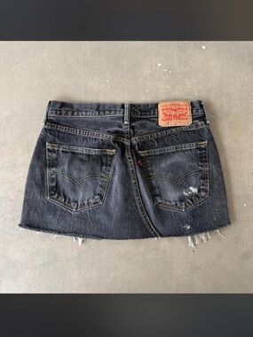 Levi’s Denim Black Skirt Jean levis vintage thrifted custom made mini